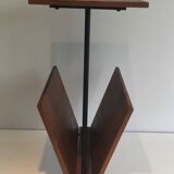 Black lacquered wood and metal magazine rack France 1950