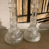 Paire de bougeoirs en verre anciens