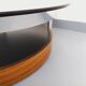 Vintage Italian round coffee table in rosewood, chrome metal, glass.