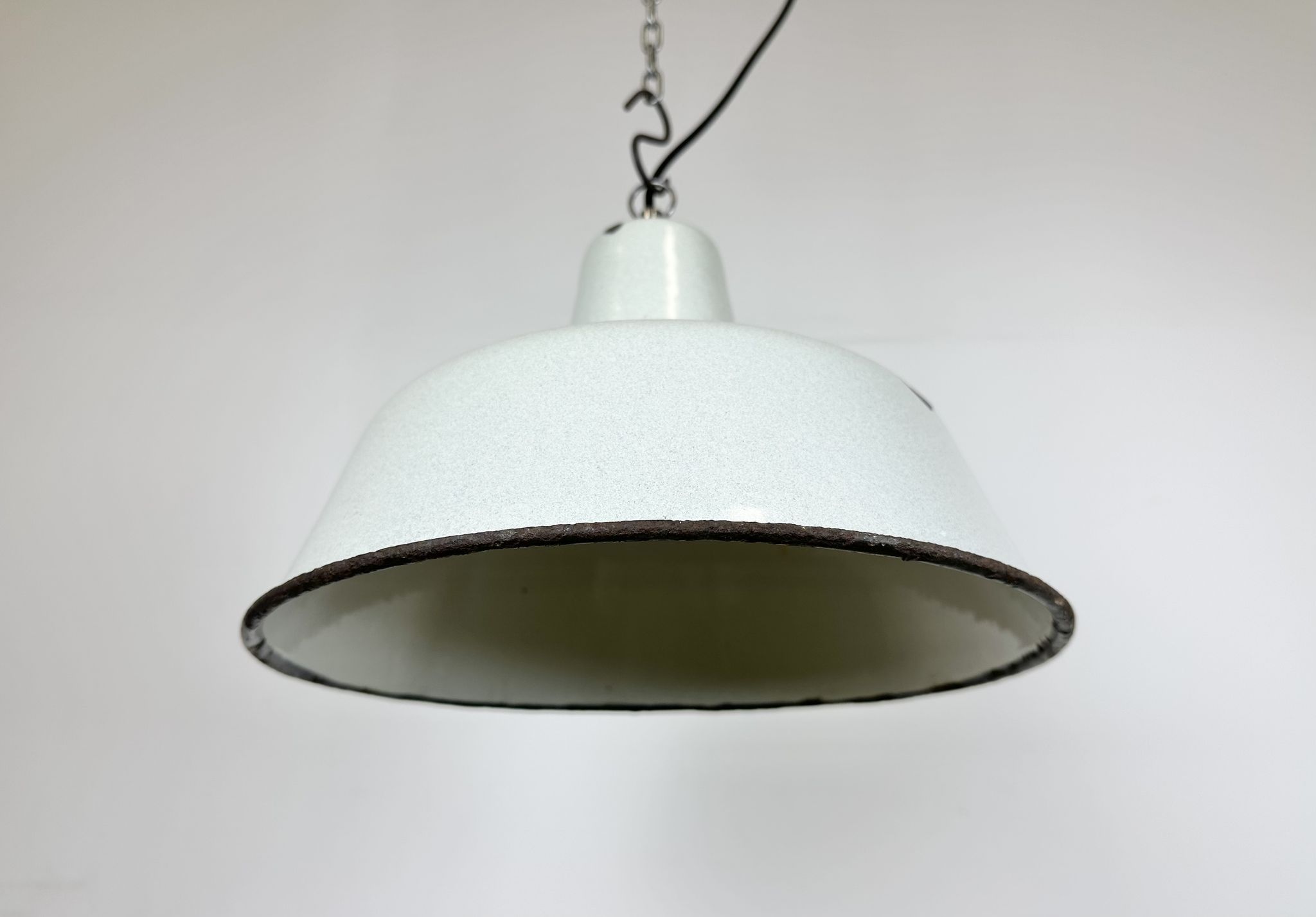 Industrial White Enamel Factory Pendant Lamp from Zaos, 1960s