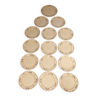 Service 14 plates 1 ceramic dish from St Amand