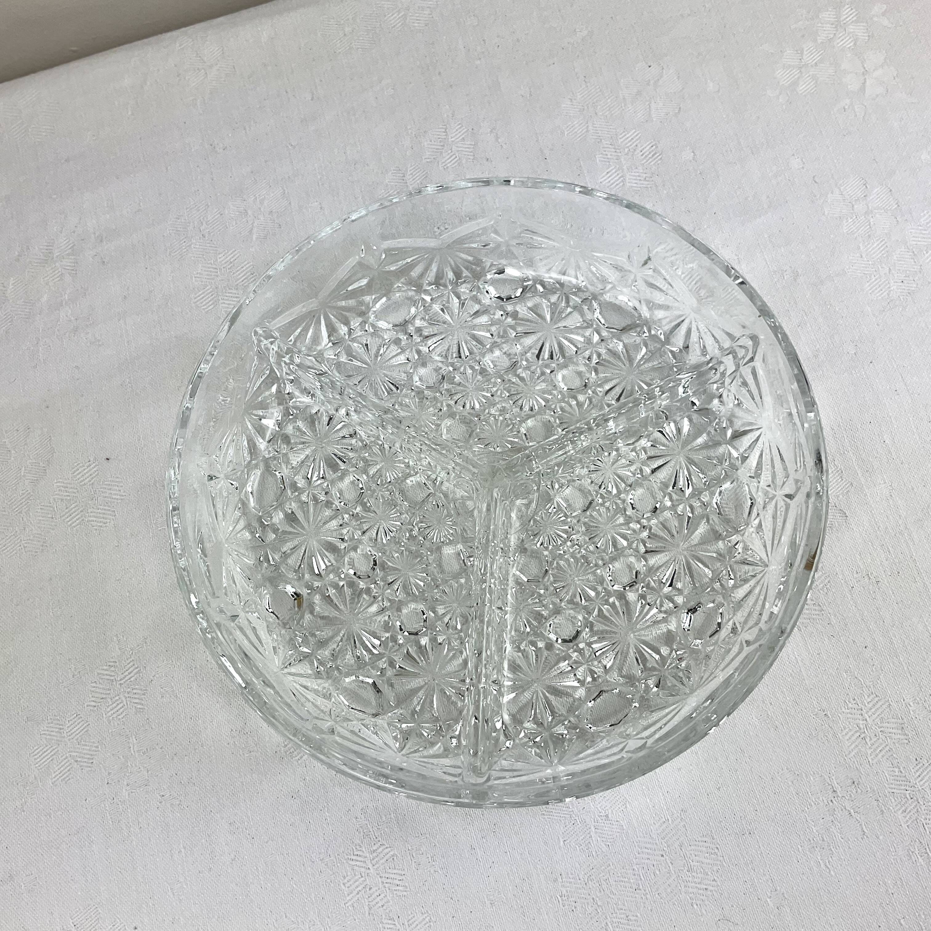 Vintage dish with 3 molded glass compartments