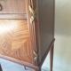 Louis XVI-style wooden veneer bedside table, marble top