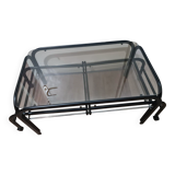 Table basse métal noir et verre fumé extensible