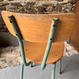 Set of 4 school chairs - wood & metal