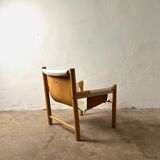 Safari armchair in white leather by Ibisco, Italian design, 1970s.