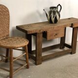 Old workbench in raw solid oak 1920