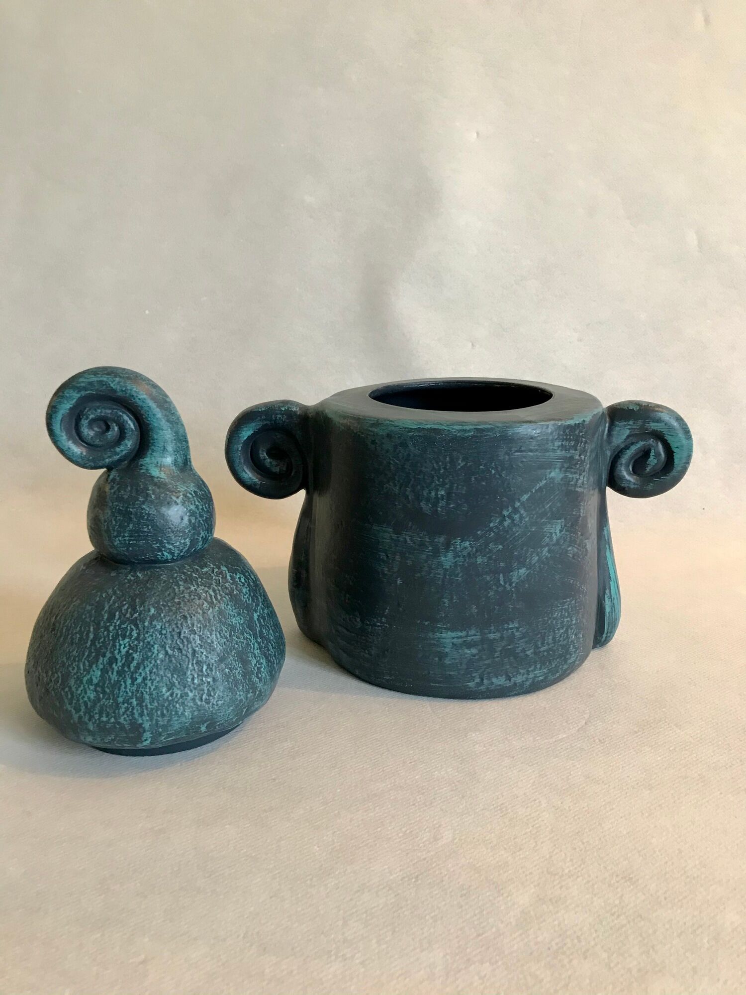 Blue "Orgh" box, Pierre Casenove for La Manufacture Saint Clément, between 1982 and 2001. Collection