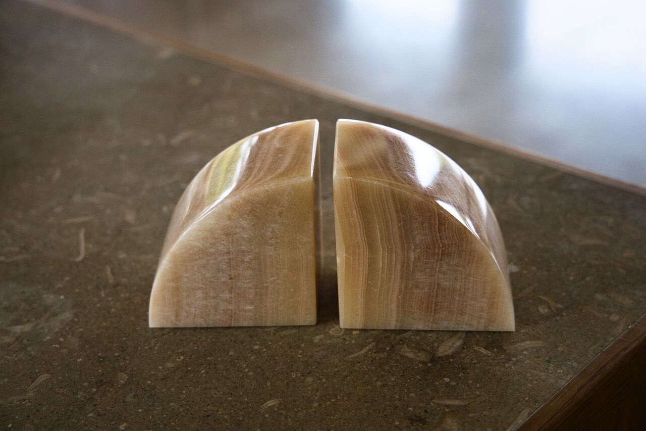 Orange onyx bookends