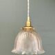 Vintage glass holophane pendant light