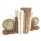 Pair of bookends globe world map wood paper