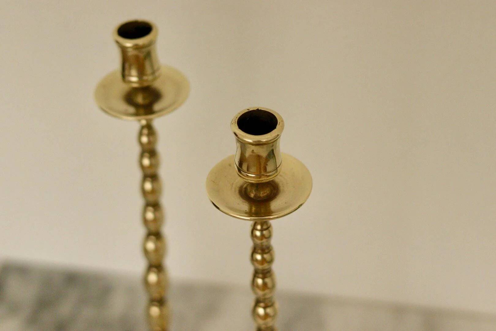 Pair of mid-century Swedish brass candle holders