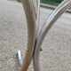 Vintage oval design table in smoked glass and chrome legs