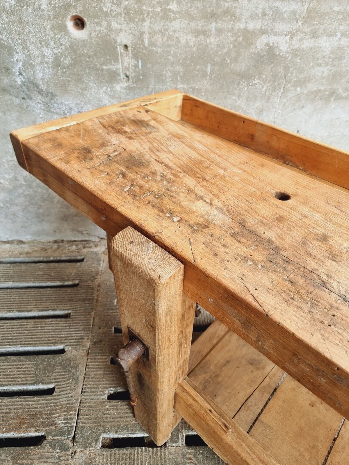Old workbench XXL side table counter