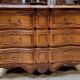 Louis XV style crossbow chest of drawers stamped in solid cherry wood
