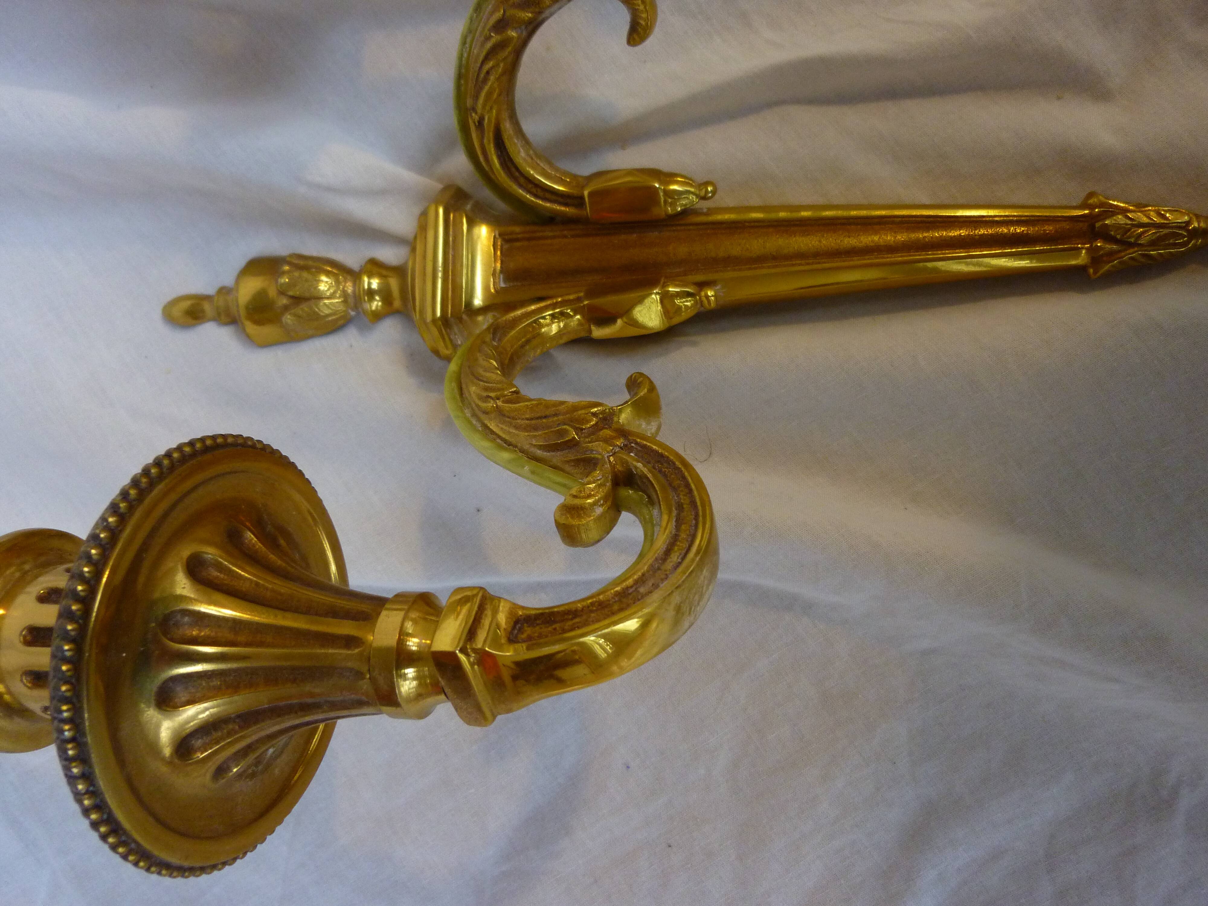 Pair of sconces Lucien Gau real brass