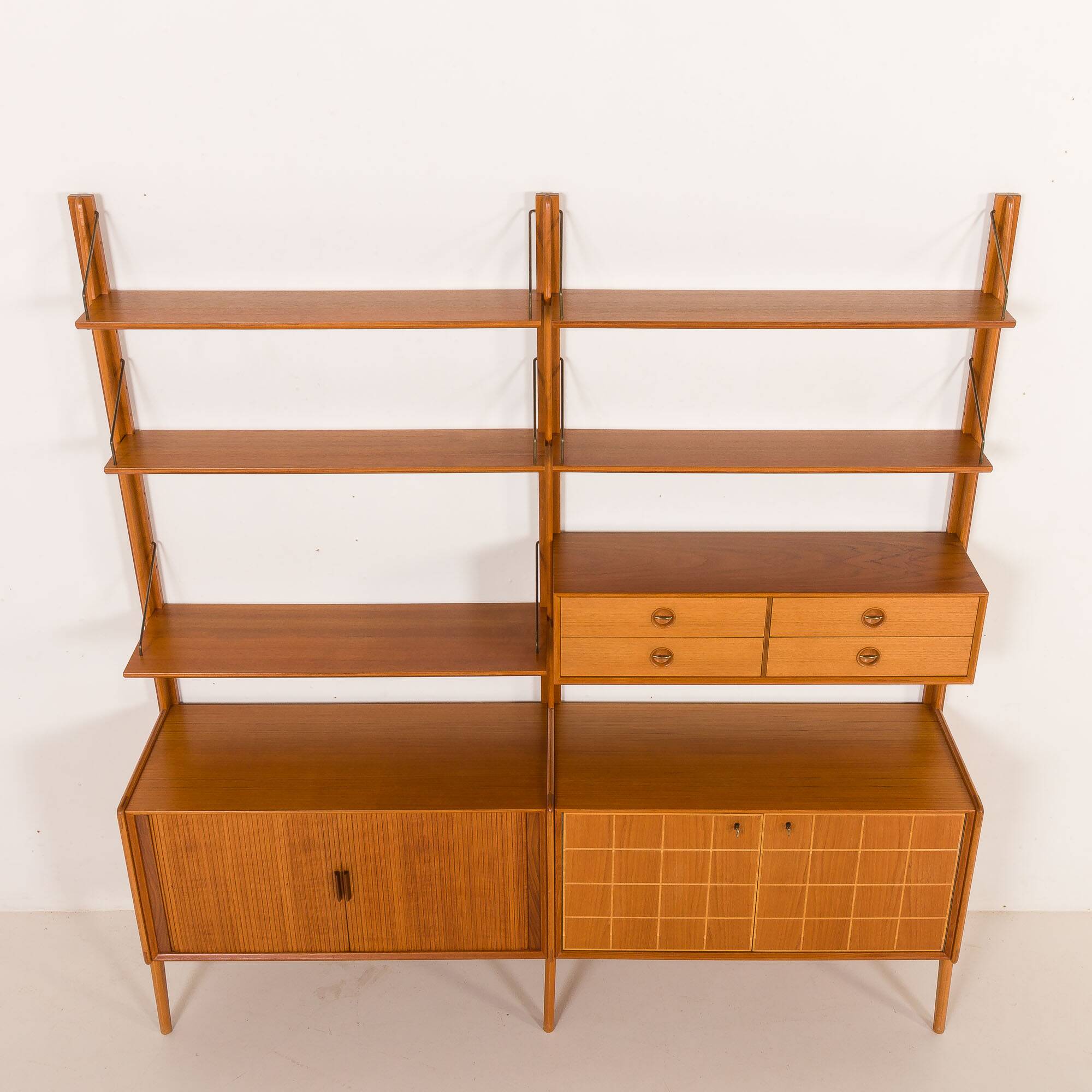 Fredrik A. Kayser teak free standing wall unit for Gustav Bahus, Norway 196