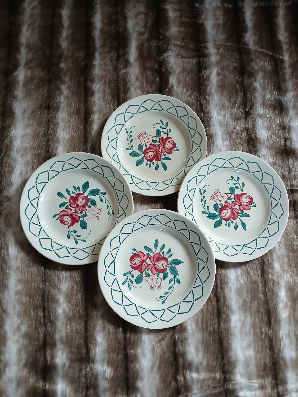 4 antique flat plates from Sarreguemines