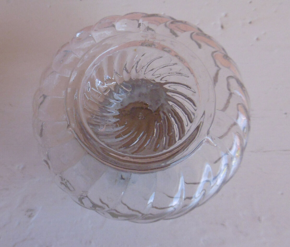 Old spiral glass inkwell with metal cabochon early XXth century