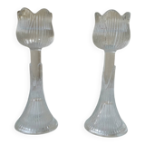 Pair of glass candlesticks