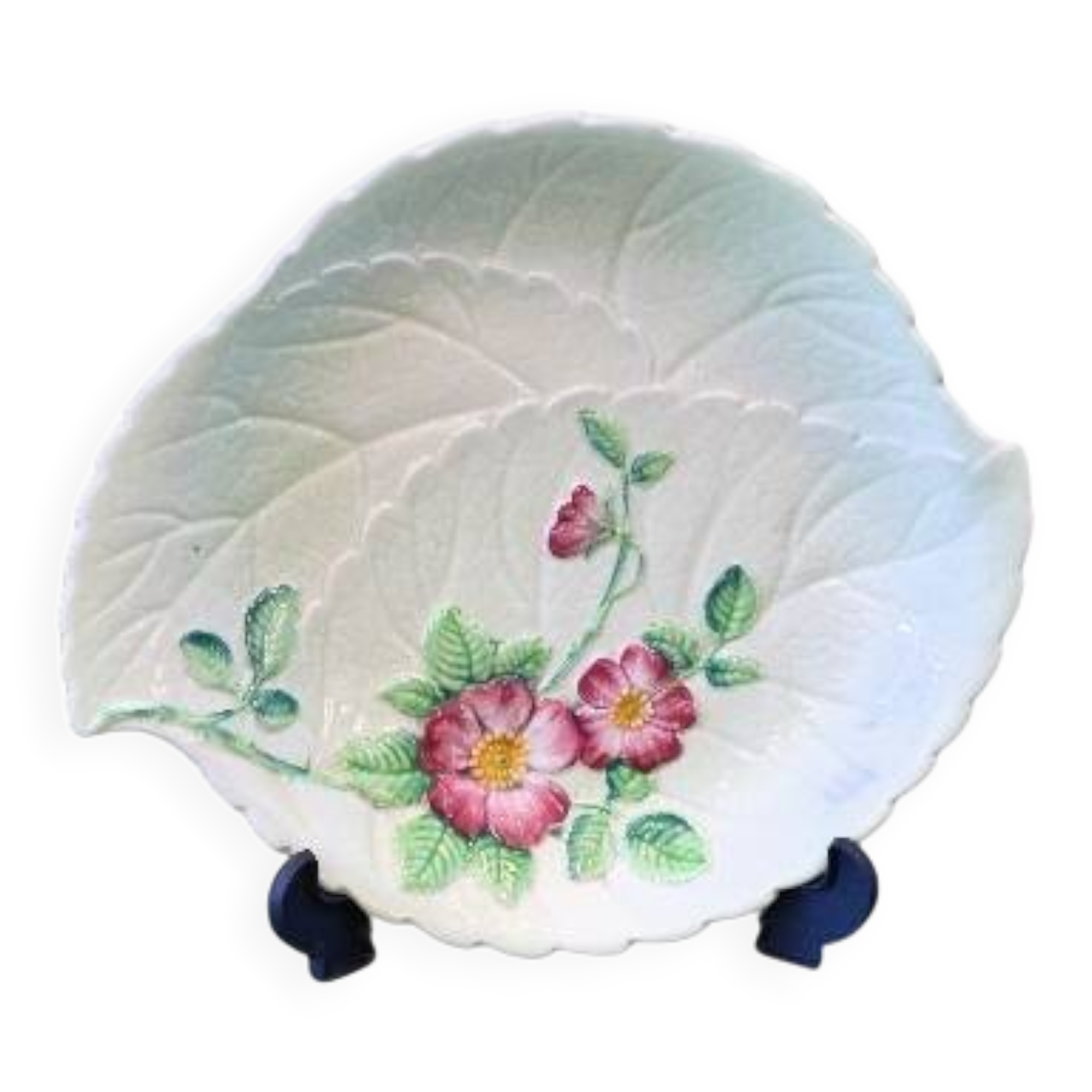 Plat de service décoratif Carlton Ware à feuilles vertes et fleurs roses