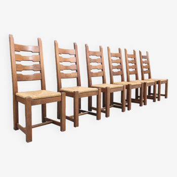 Ensemble de 6 chaises vintage à lame de rasoir