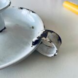 White enamelled candle holder