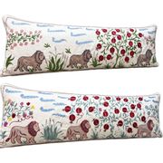 Set of 2 vintage embroidered cushion covers 45x137 cm