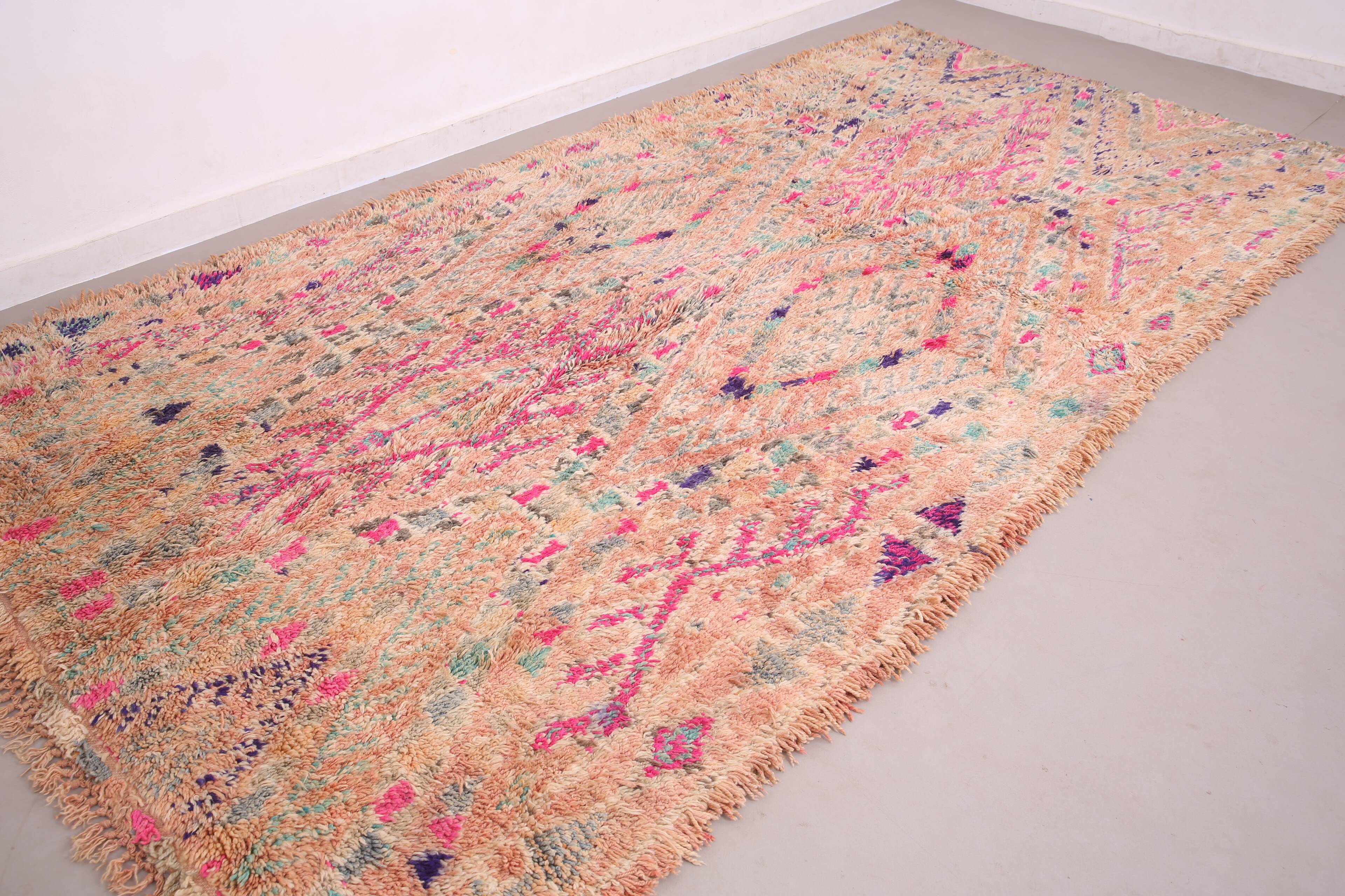 Vintage Handmade Boujaad Rug 203 x 397 cm - Moroccan Rug - Berber Wool Rug