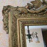 Antique gilded mirror with sculpted pediment – Napoléon III period – 19th century