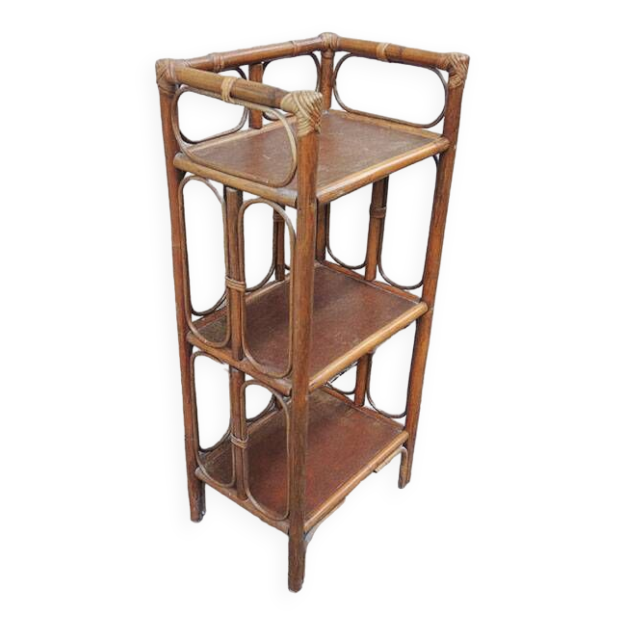 Old Small Rattan Shelf 3 Levels