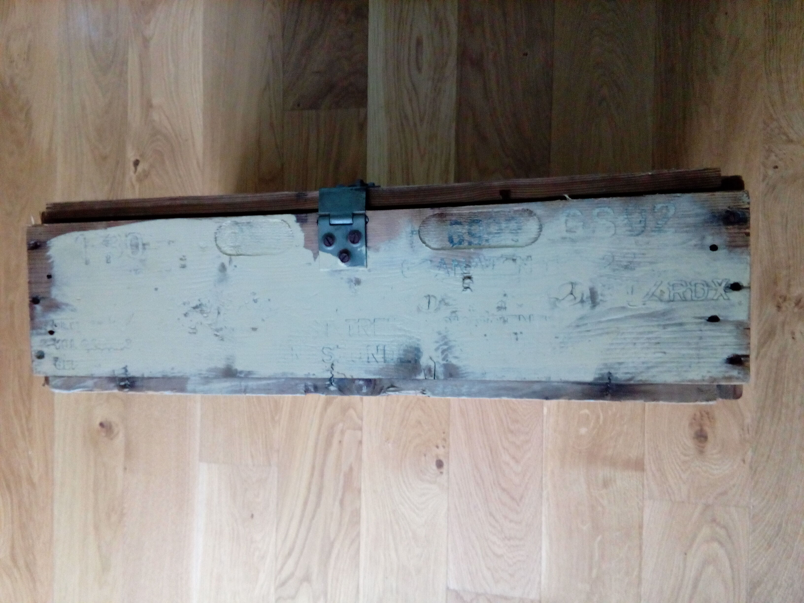 Industrial style wooden transport crate or chest