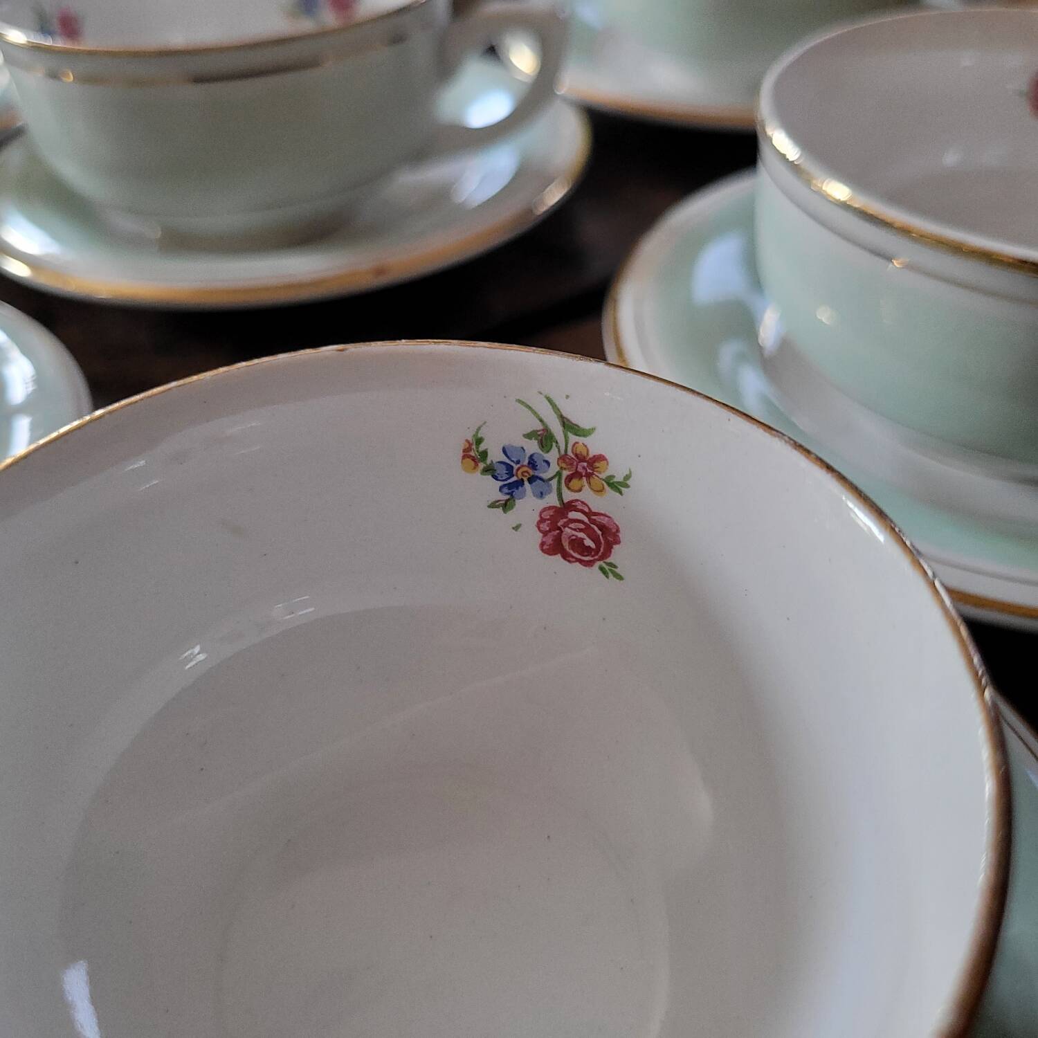 Set of 8 opaque porcelain cups – 1950s