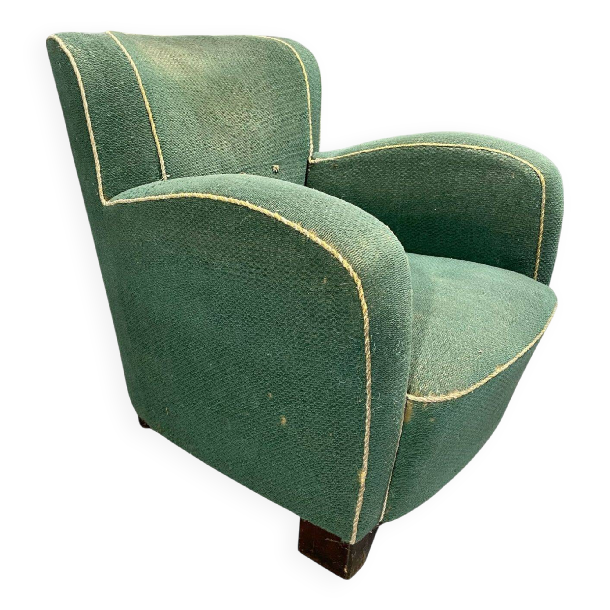 Fauteuil Art déco danois en mohair vert, années 1930-1940