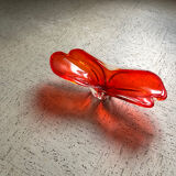 Red translucent blown glass bowl / centrepiece.