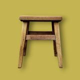 Rustic solid wood stool – brutalist spirit