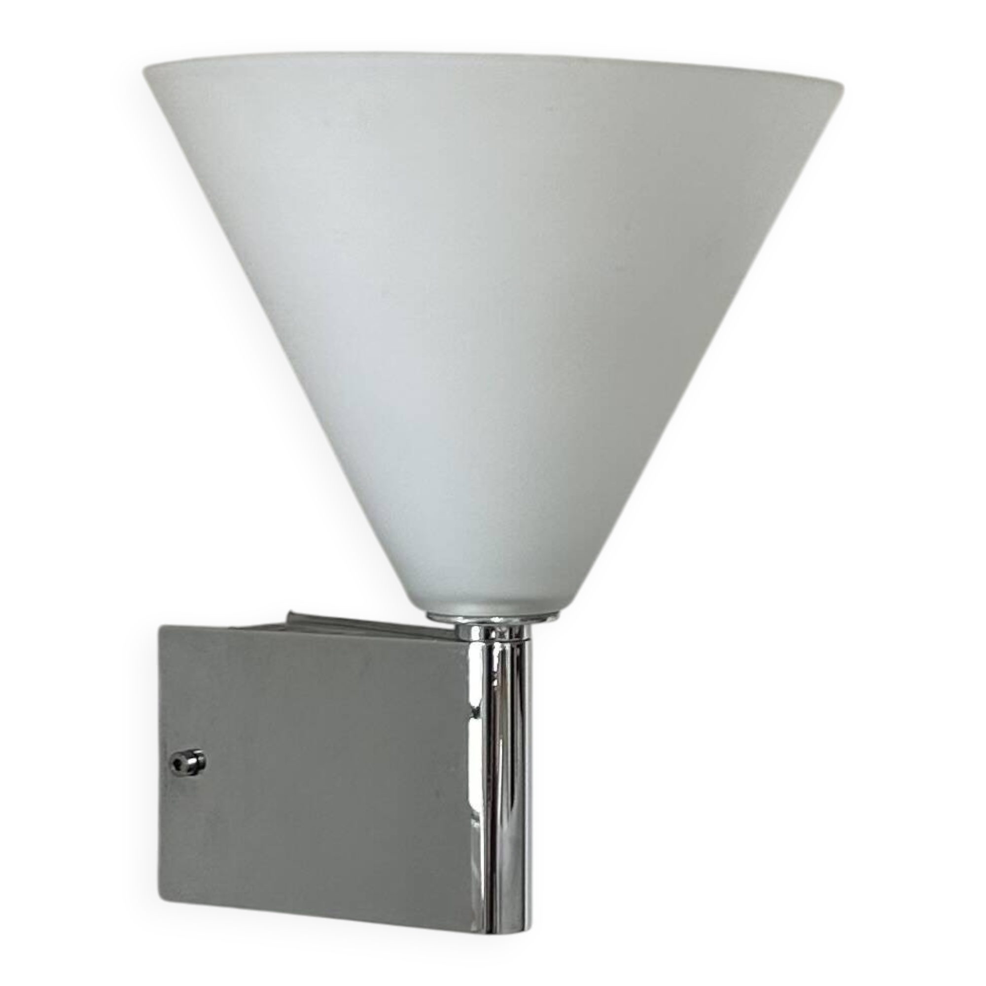 Vintage chrome and sandblasted glass wall lamp, Italy, 1990