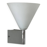 Vintage chrome and sandblasted glass wall lamp, Italy, 1990