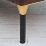 Danish 2-seater sofa, original brown leather, 70s