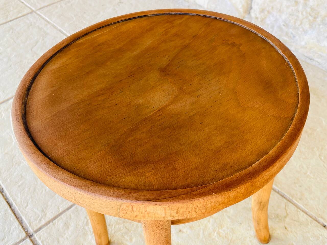 Curved wooden stool by Thonet for FMG Poland, 1930