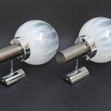 Pair of wall lamps Mazzega opalescent Murano Italy