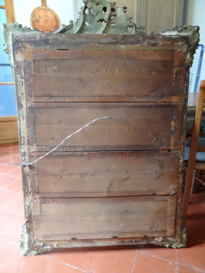 19th century golden stucco parcloses mirror 89x130cm