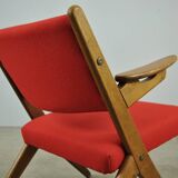 Classic Danish vintage scissor armchair by Arne Hovmand Olsen in OAK, 1960