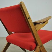 Classic Danish vintage scissor armchair by Arne Hovmand Olsen in OAK, 1960