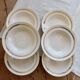 6 vintage ivory earthenware deep plates with double gold trim