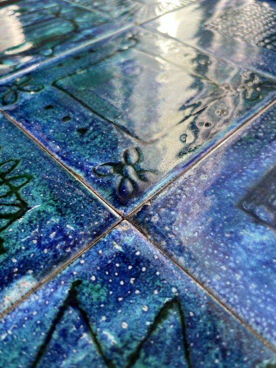 Blue ceramic coffee table by Robert & Jean CLOUTIER circa 1960