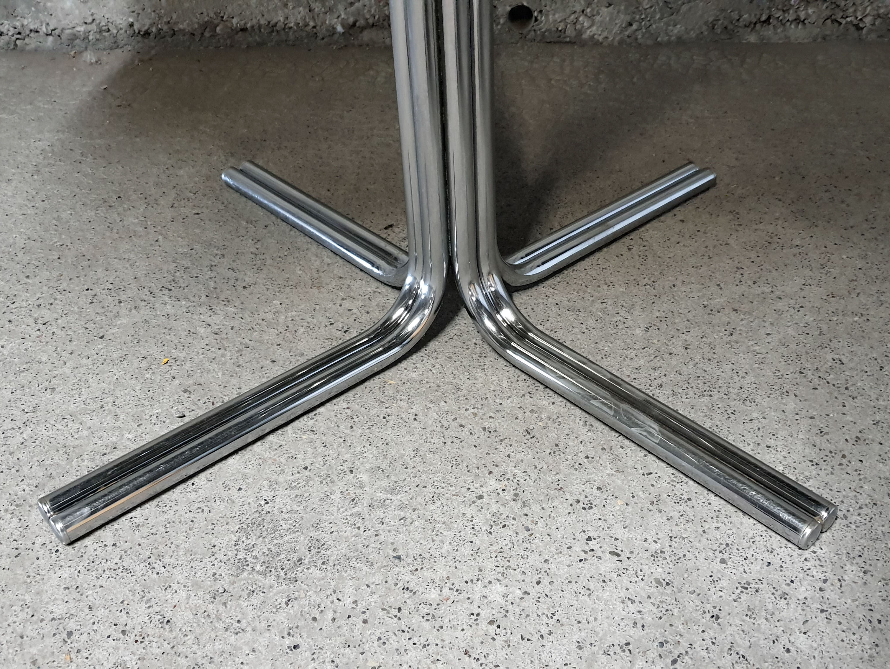 Dining table 1970 chrome and smoked glass