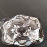 Crystal salt and pepper shakers signed Daum France; antique french