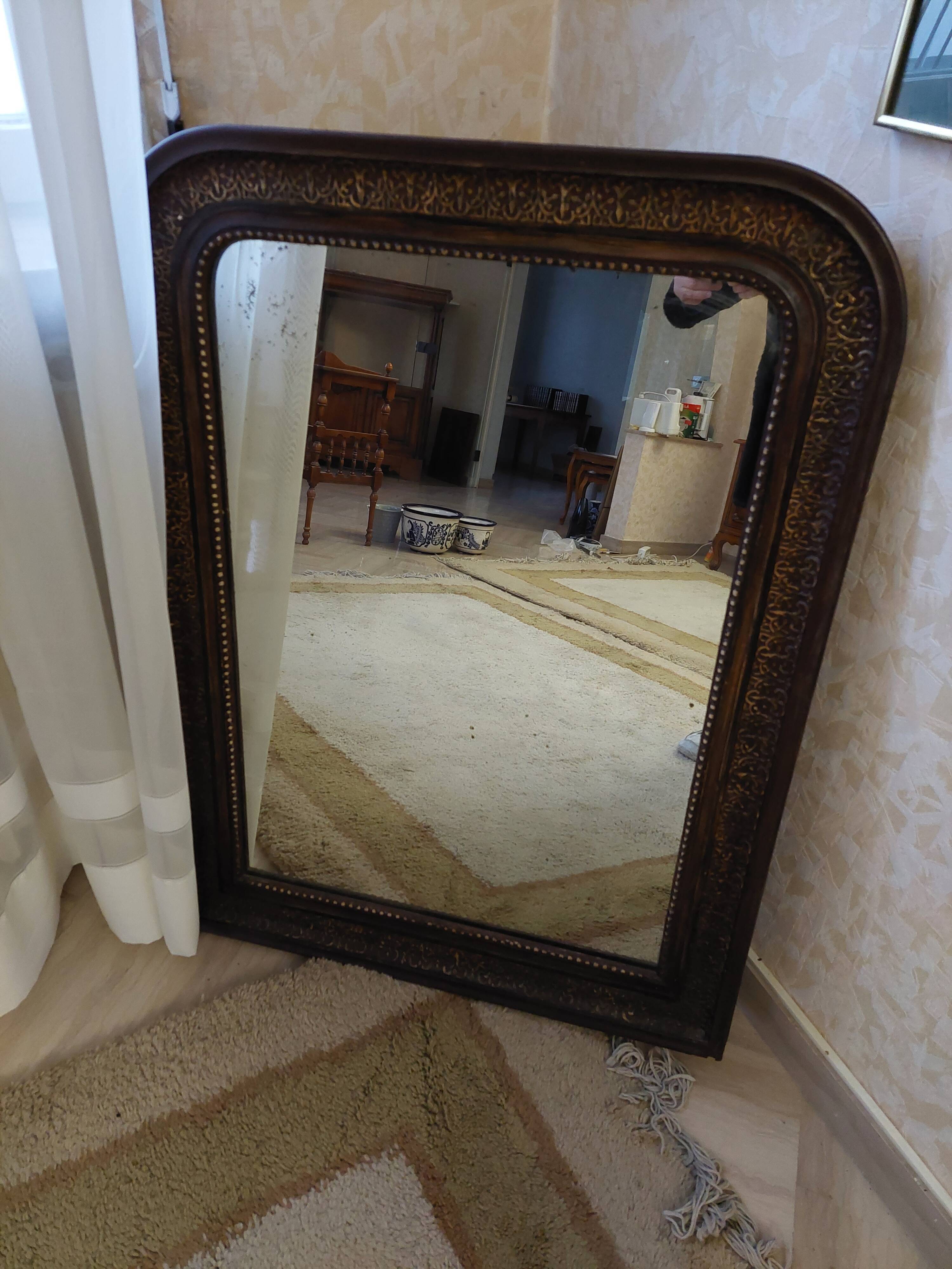 mirror carved wooden semi-circle frame 60x70cm