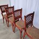 Chaises de bistrot italiennes vintage - Bois rougeâtre, tissu marron, années 1980 - Lot de 4